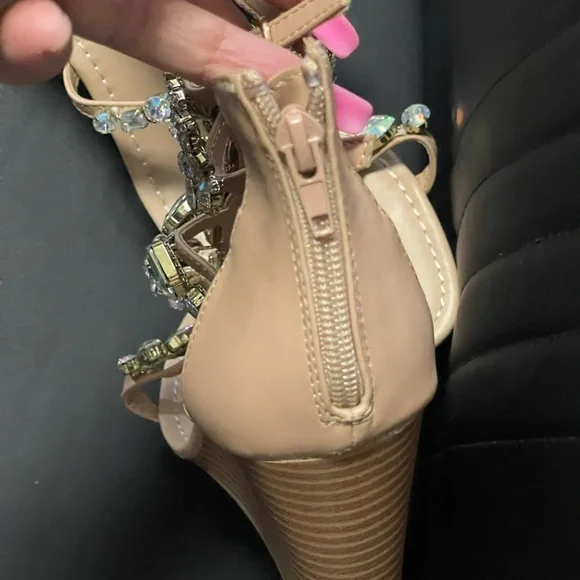 JustFab Women's Sandals with Iridescent Gems and Gold Accents - Picture 4 of 4